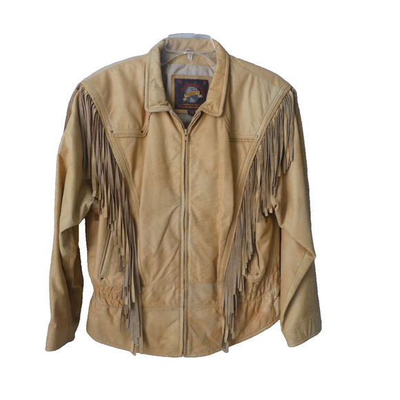 Vtg Wilsons Leather Fringe Jacket Womens LARGE Adventure Bound Western Cowgirl - Picture 1 of 11